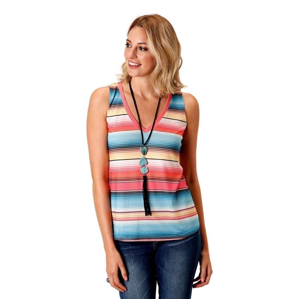 Roper Western Shirt Women Sleeveless Serape 03-037-0514-3042 WH Image 1