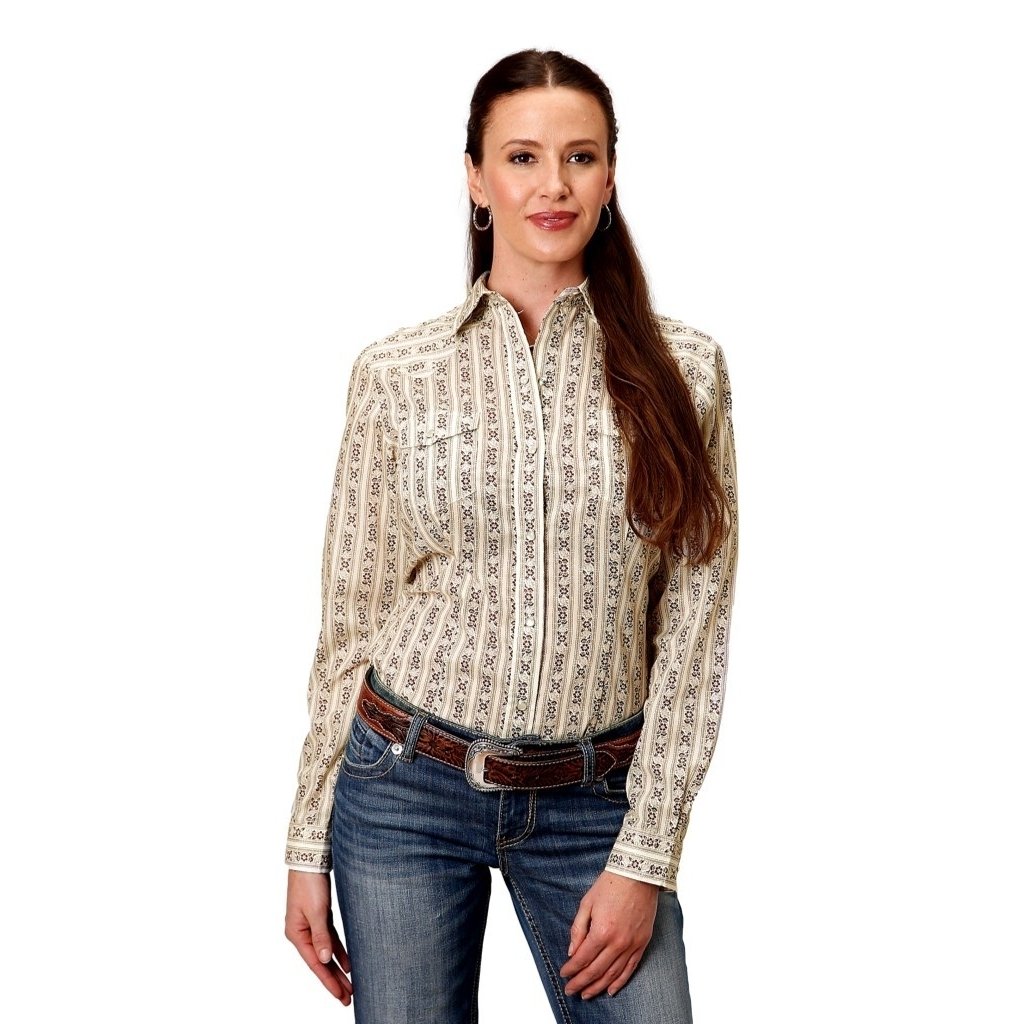 Roper Western Shirt Womens Long Sleeve Brown 01-050-0019-3062 BR Image 1