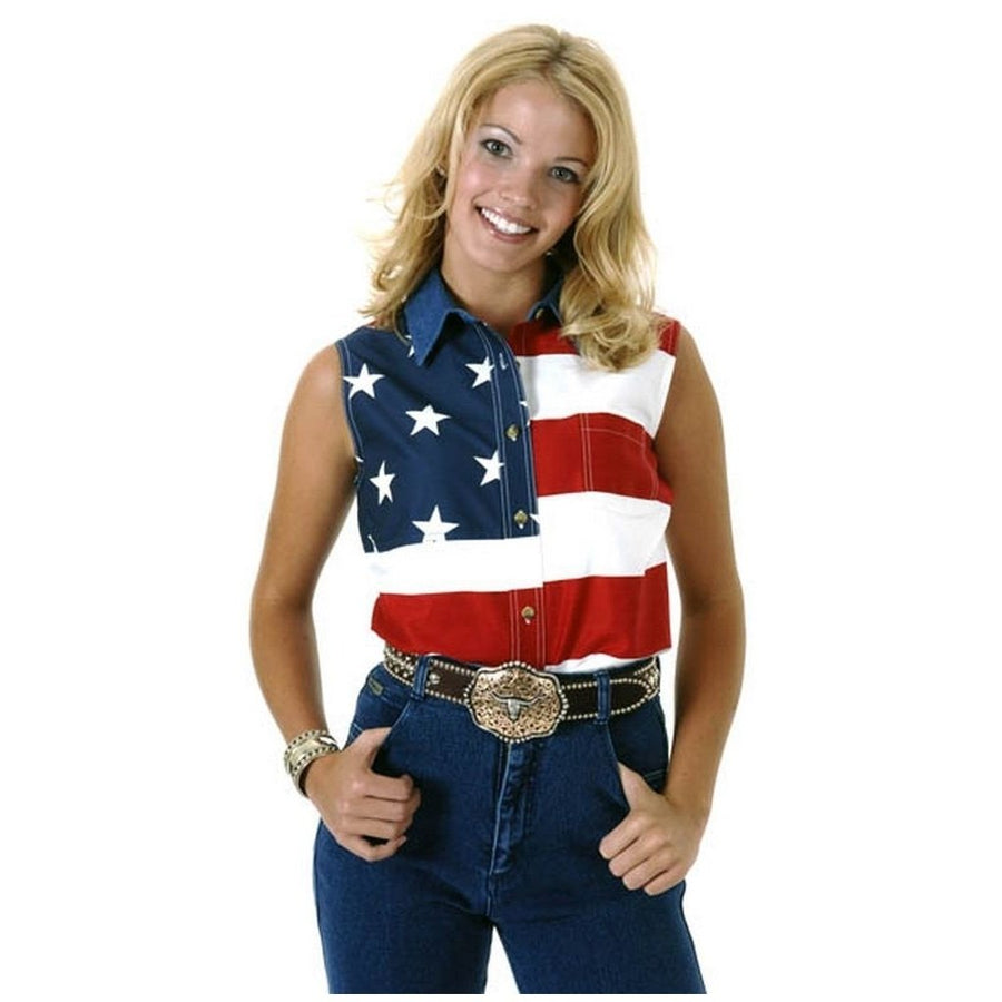 Roper Western Shirt Womens Sleeveless Flag Red 03-052-0185-0101 RE Image 1