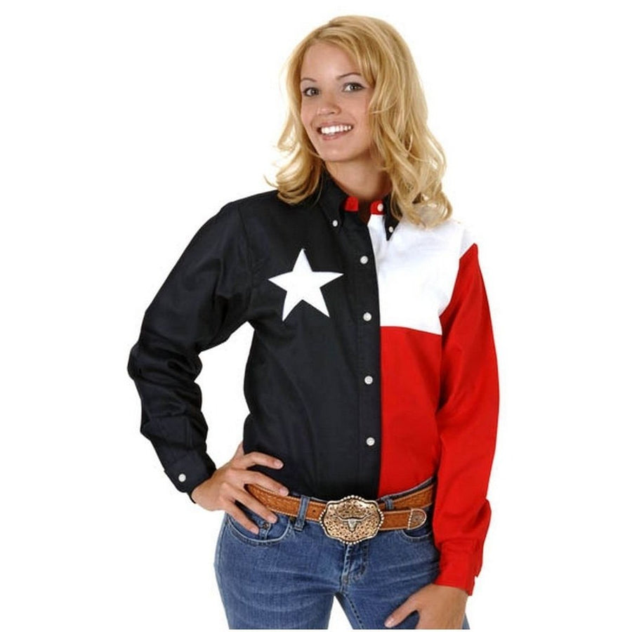 Roper Western Shirt Womens L/S Texas Flag Navy 03-050-0185-0201 NA Image 1