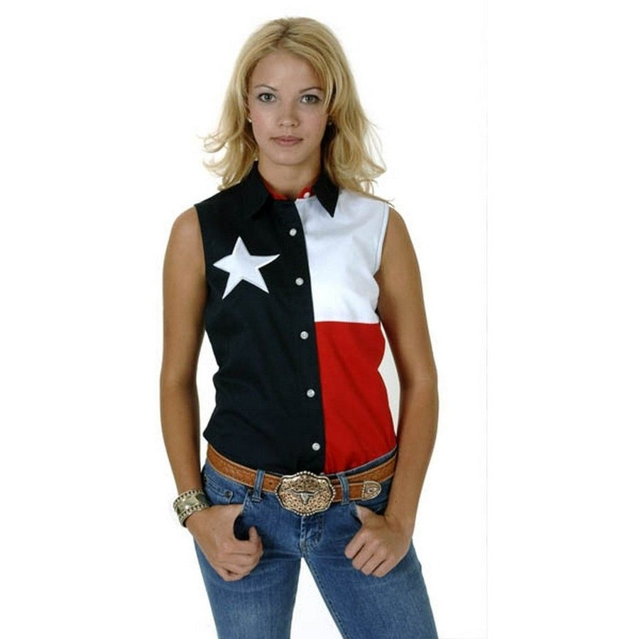 Roper Western Shirt Womens Texas Sleeveless Navy 03-052-0185-0201 NA Image 1