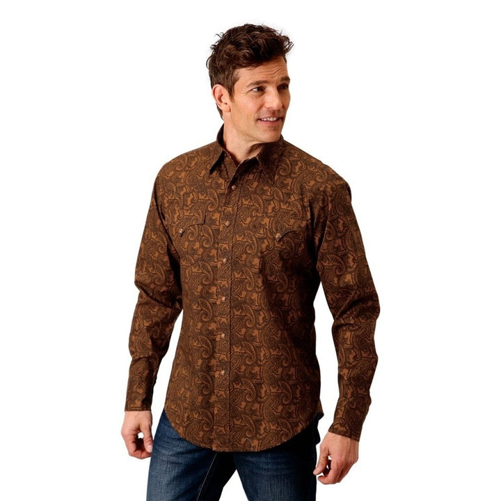 Roper Western Shirt Mens L/S Paisley Snap Brown 03-001-0064-0784 BR Image 1