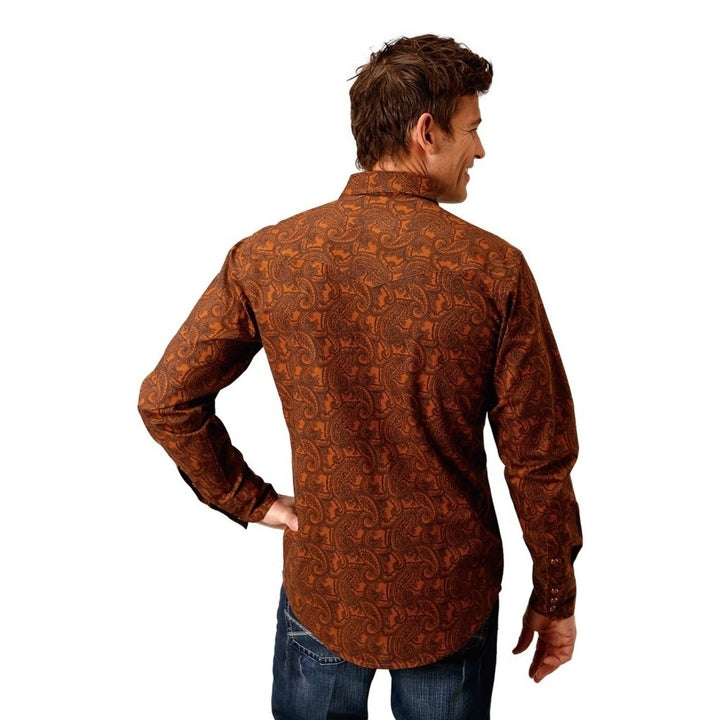 Roper Western Shirt Mens L/S Paisley Snap Brown 03-001-0064-0784 BR Image 2