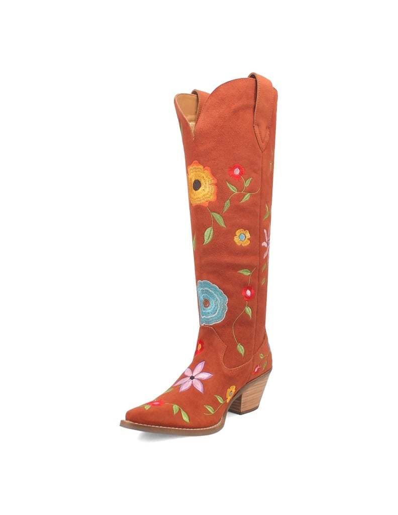 Dingo Western Boots Womens Flower Power Embroidery Suede Leather DI277 Image 1