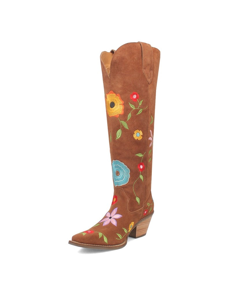 Dingo Western Boots Womens Flower Power Embroidery Suede Leather DI277 Image 1