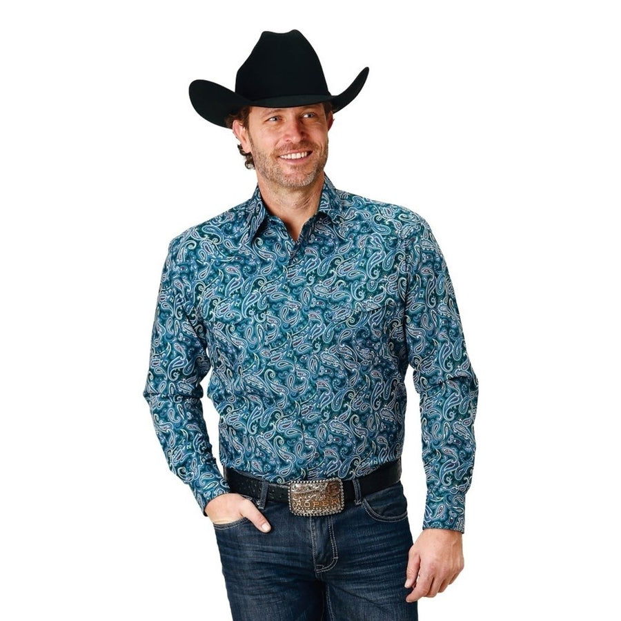 Roper Western Shirt Mens L/S Canyon Paisley Print 03-001-0225-1000 BU Image 1