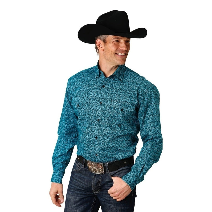 Roper Western Shirt Mens Vintage L/S Teal 03-001-0325-6016 GR Image 1