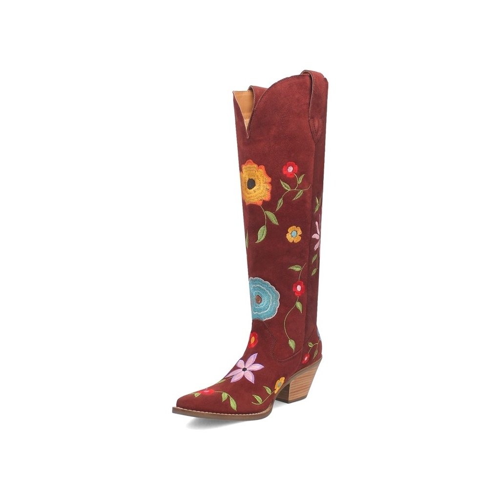 Dingo Western Boots Womens Flower Power Embroidery Suede Leather DI277 Image 1