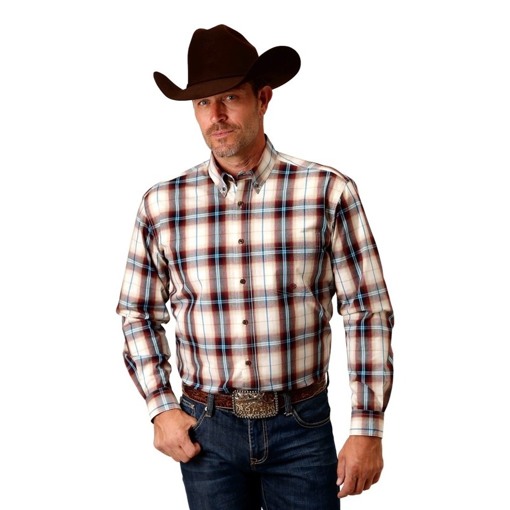 Roper Western Shirt Mens L/S Canyon Plaid Red 03-001-0379-7032 RE Image 1