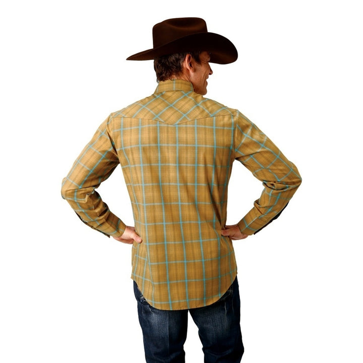 Roper Western Shirt Mens L/S Pockets Plaid Yellow 01-001-0101-6042 YE Image 2