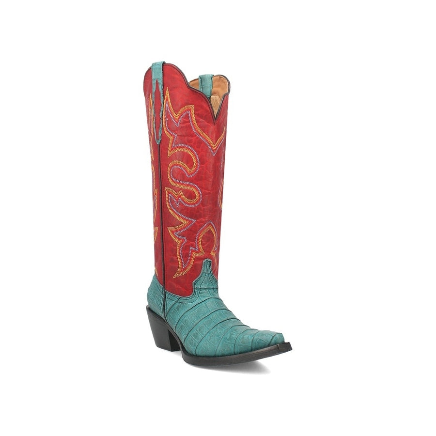 Dingo Western Boots Womens Matilda Caiman Print Leather DI231 Image 1