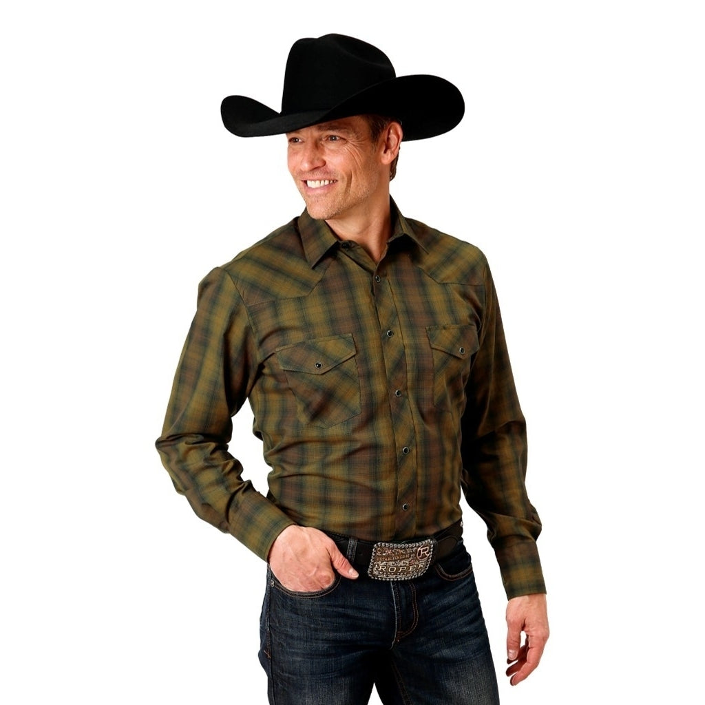 Roper Western Shirt Mens Long Sleeve Plaid Black 01-001-0101-6045 BL Image 1