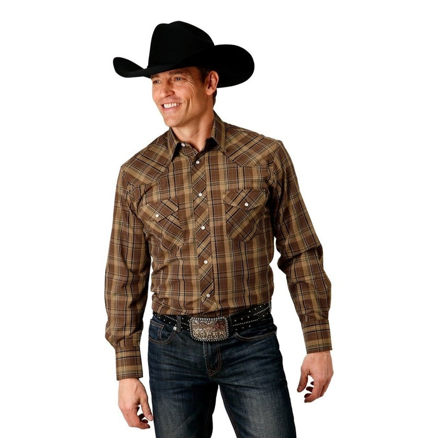 Roper Western Shirt Mens Plaid L/S Snap Brown 01-001-0101-6040 BR Image 1