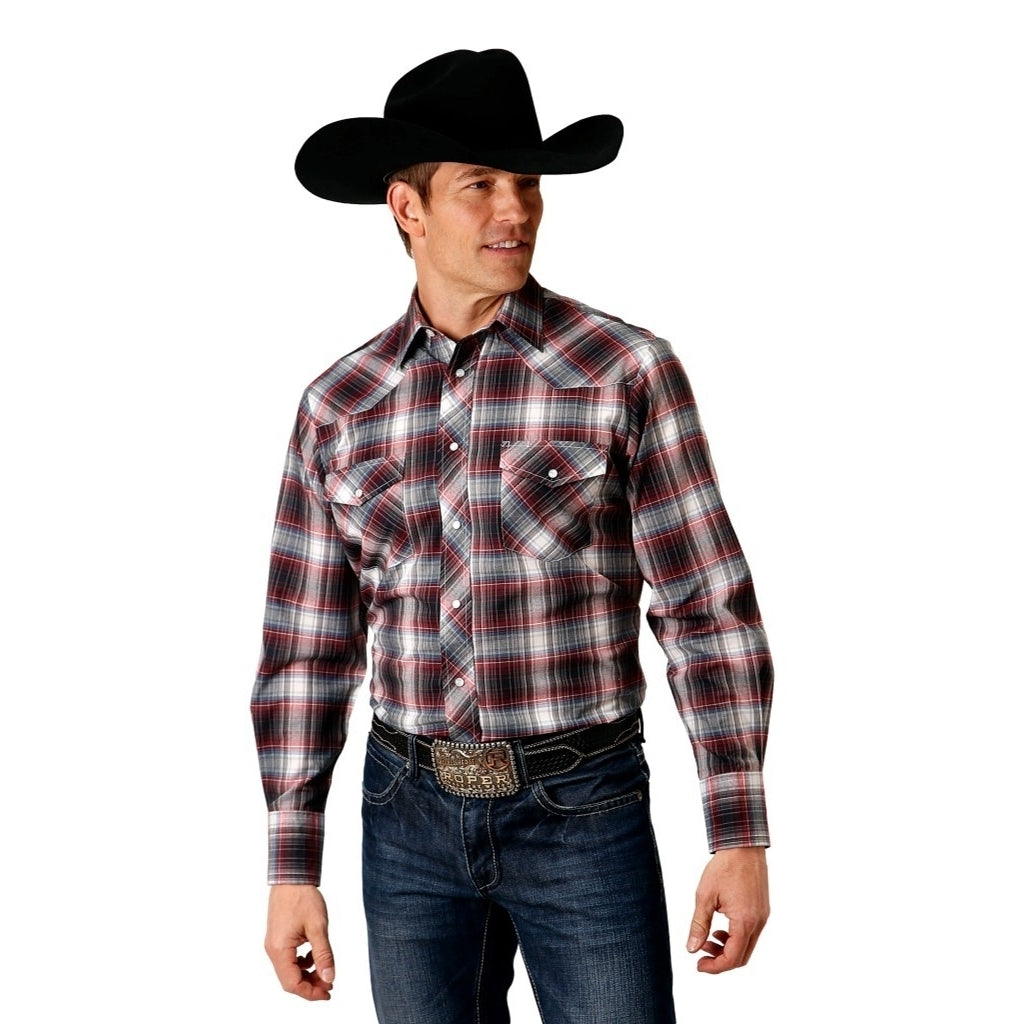 Roper Western Shirt Mens L/S Snap Plaid Red 01-001-0101-6041 RE Image 1