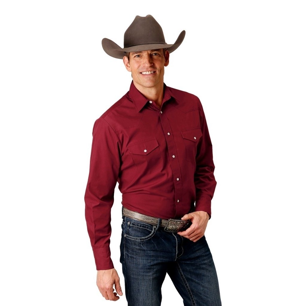 Roper Western Shirt Mens L/S Solid Snap Rust 01-001-0025-0684 RT Image 1