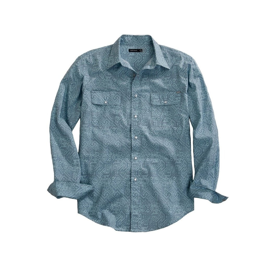 Tin Haul Western Shirt Mens L/S Dot Matrix Blue 10-001-0064-0474 BU Image 1