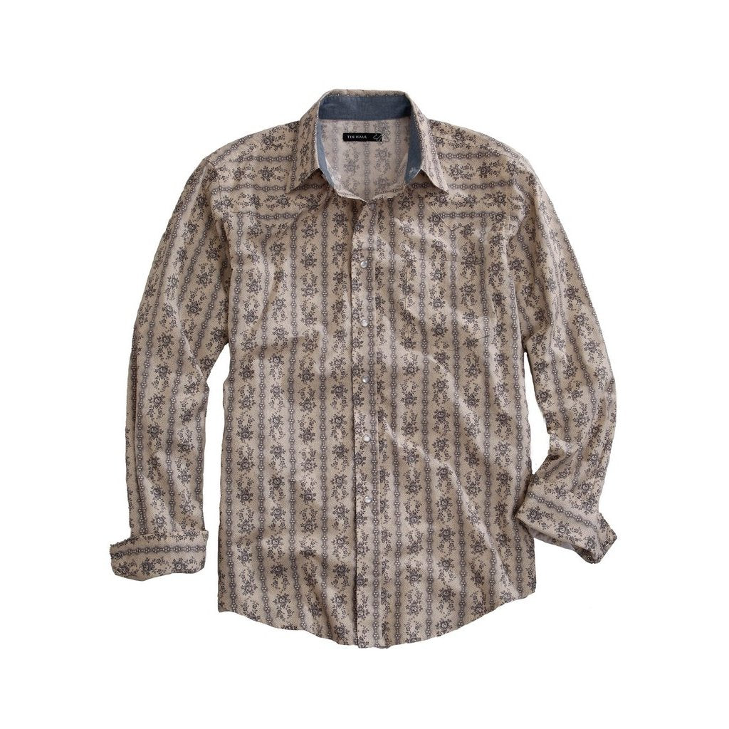 Tin Haul Western Shirt Mens L/S Wallpaper Gray 10-001-0068-0450 GY Image 1