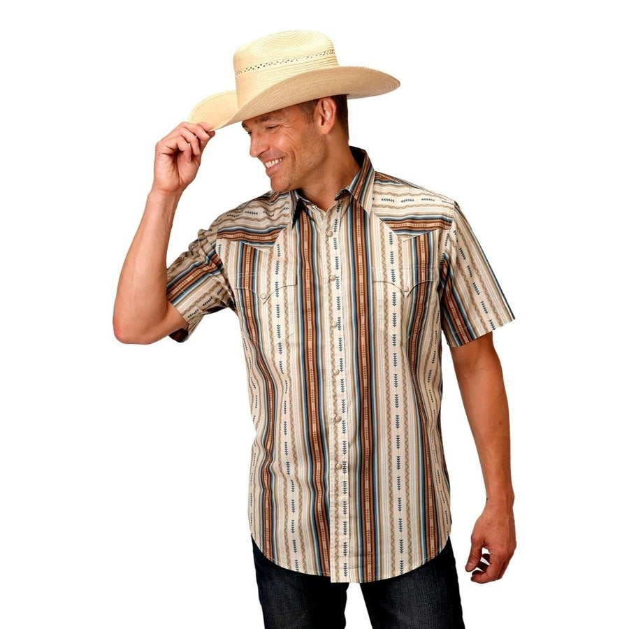 Roper Western Shirt Mens S/S Desert Aztec Brown 03-002-0068-0459 BR Image 1