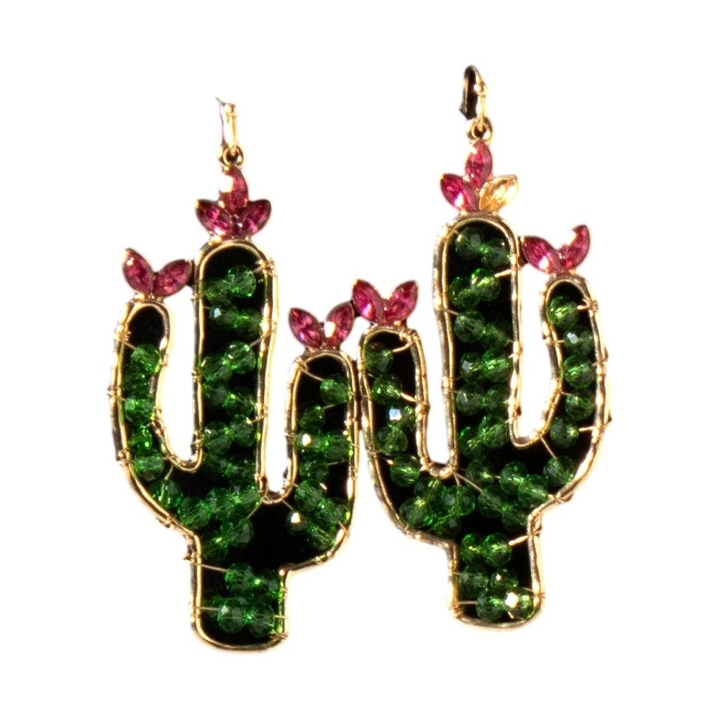 Silver Strike Western Earrings Womens Cactus Hook Beads D460016528 Image 1