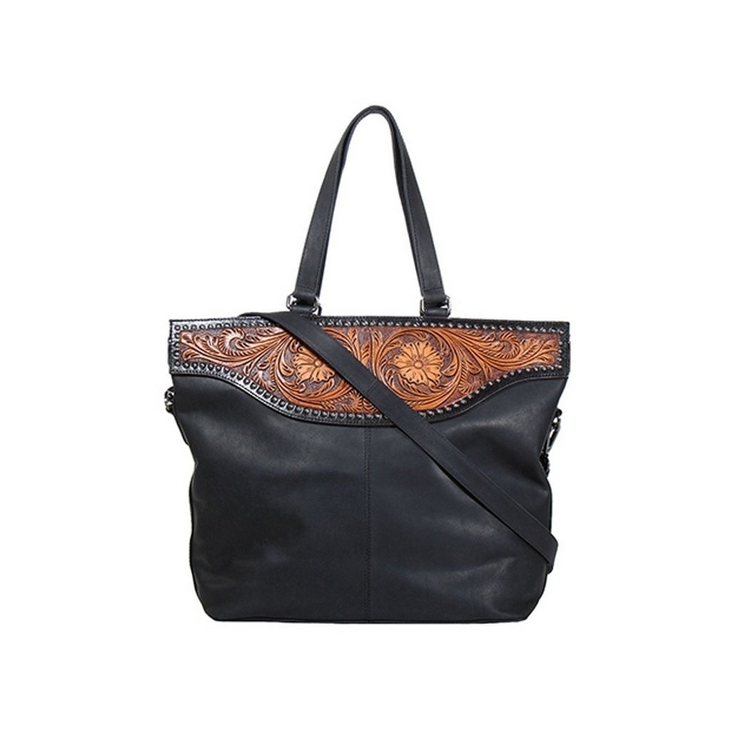 Blazin Roxx Western Handbag Stacey Tote Floral Yoke Black N770010601 Image 1