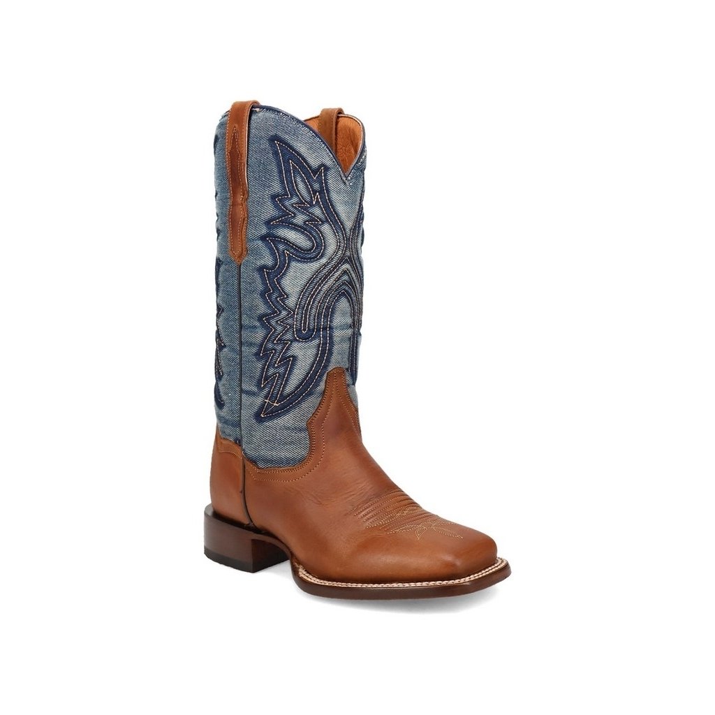 Dan Post Western Boots Womens Ellie Leather Square Tan Blue DP5254 Image 1