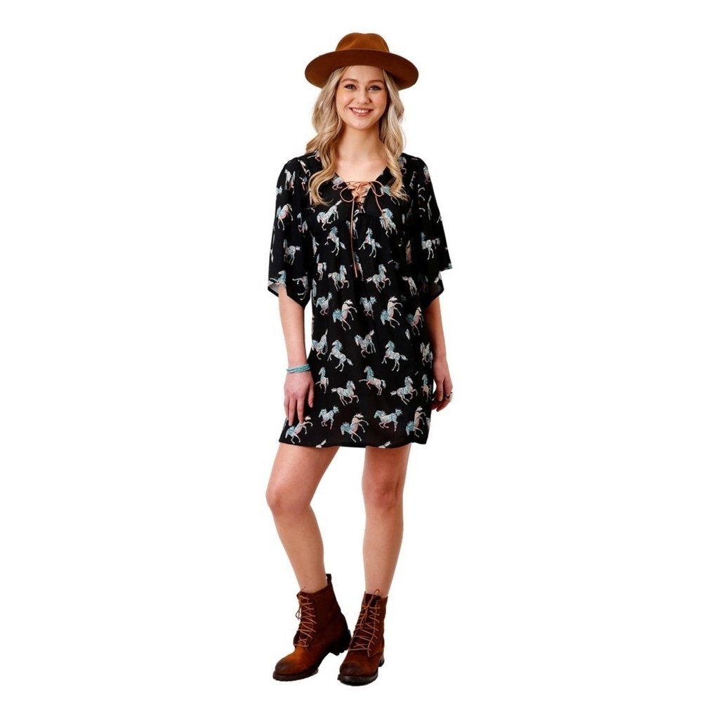 Roper Western Dress Womens S/S Wild Horse Black 03-057-0590-0154 BL Image 1