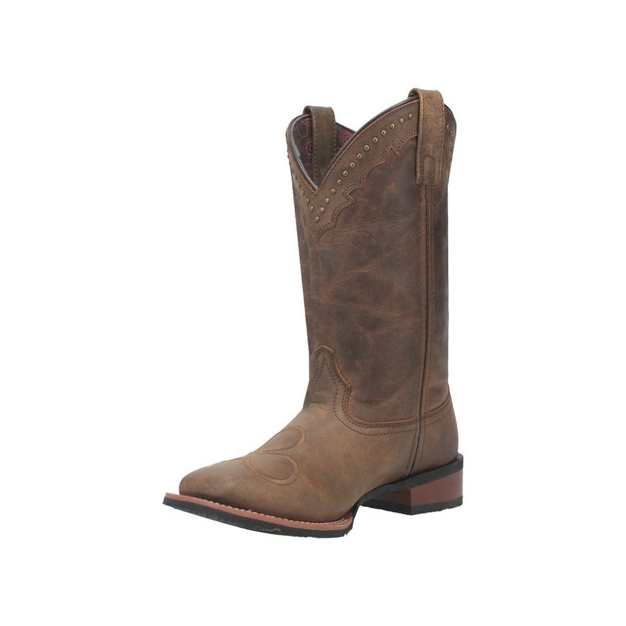 Laredo Western Boots Womens Wenda Square Toe Studs 11" Shaft Tan 5613 Image 1