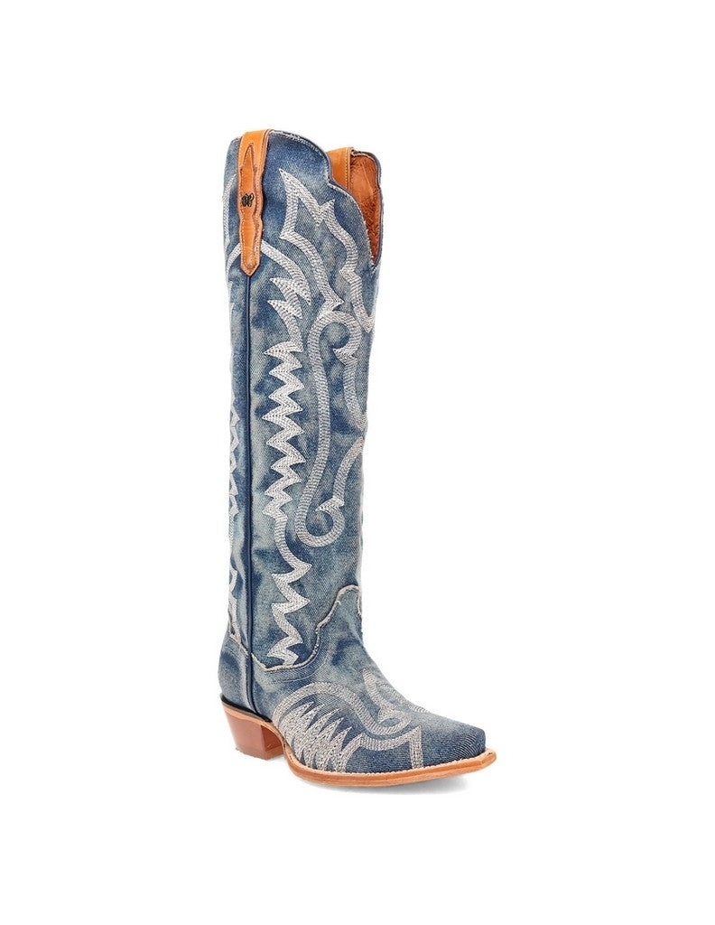 Dan Post Western Boots Womens Darlin Zipper Snip Toe Denim DP5108 Image 1