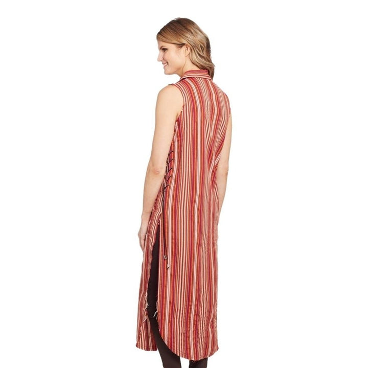 Cowgirl Up Western Dress Womens Sleeveless Duster Red Orange CG00903 Image 2