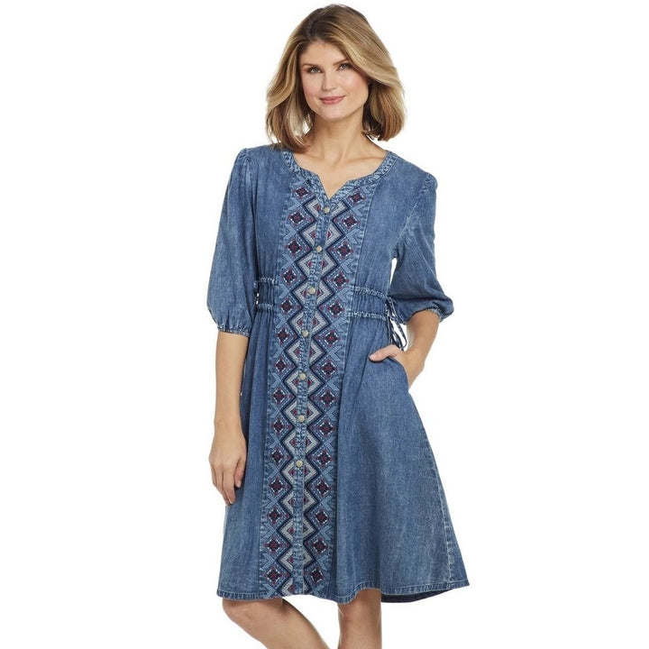 Cowgirl Up Western Dress Womens 3/4 Sleeve Duster Denim CG00102 Image 1