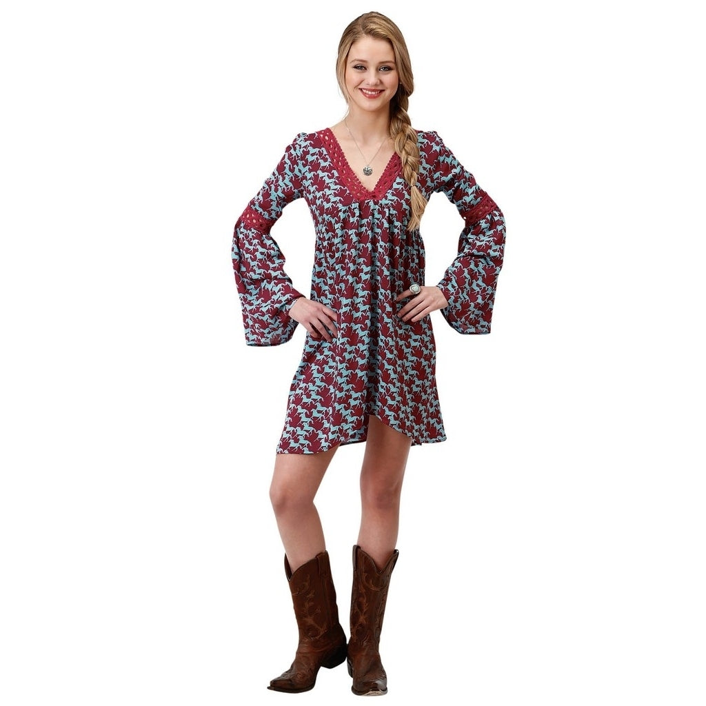 Roper Western Dress Womens L/S Bell Stampede Red 03-057-0590-0176 RE Image 1