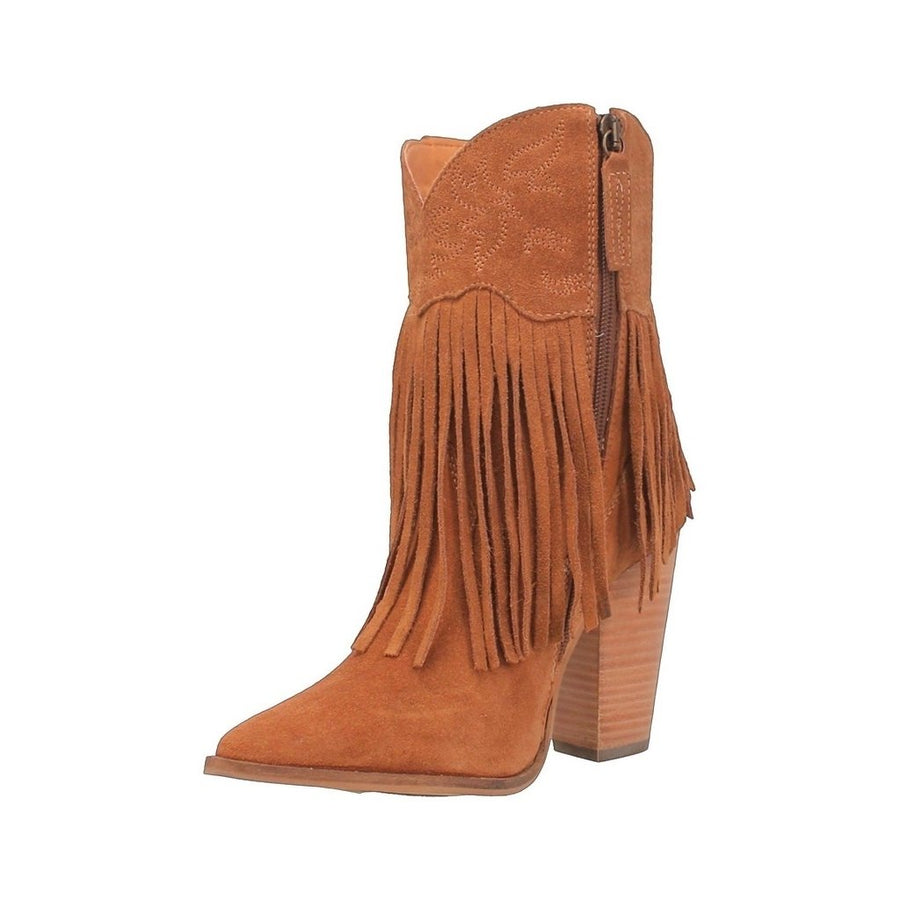 Dingo Western Boots Womens Crazy Train Fringe Snip Ankle DI185 Image 1