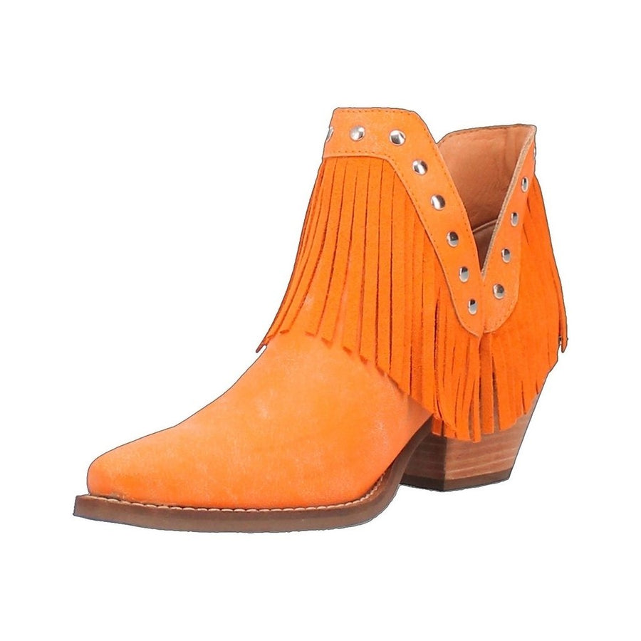 Dingo Western Boots Womens Fine N Dandy Fringe Studs Ankle DI186 Image 1