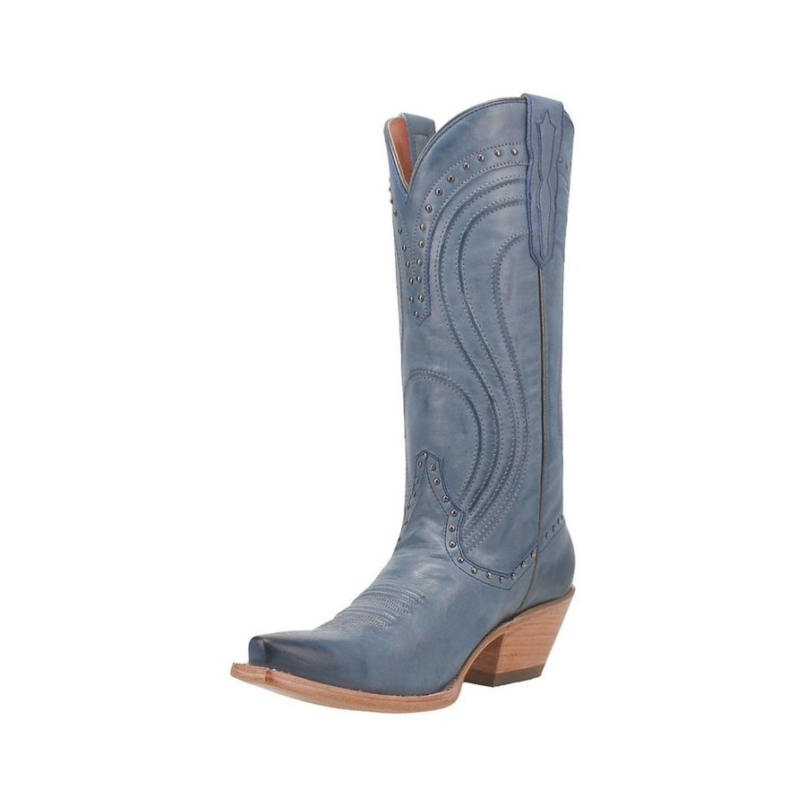 Dan Post Western Boots Womens Donnah Snip Toe Studs Blue DP4277 Image 1