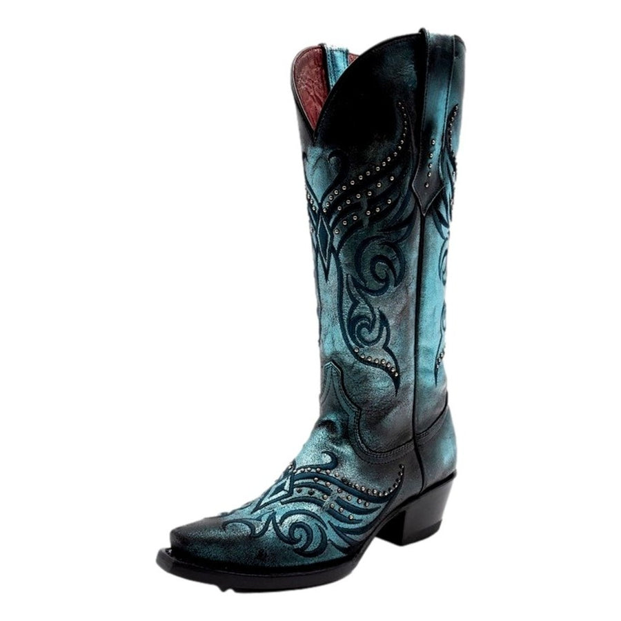 Ferrini Western Boots Womens Masquerade Snip Electric Blue 84561-17 Image 1