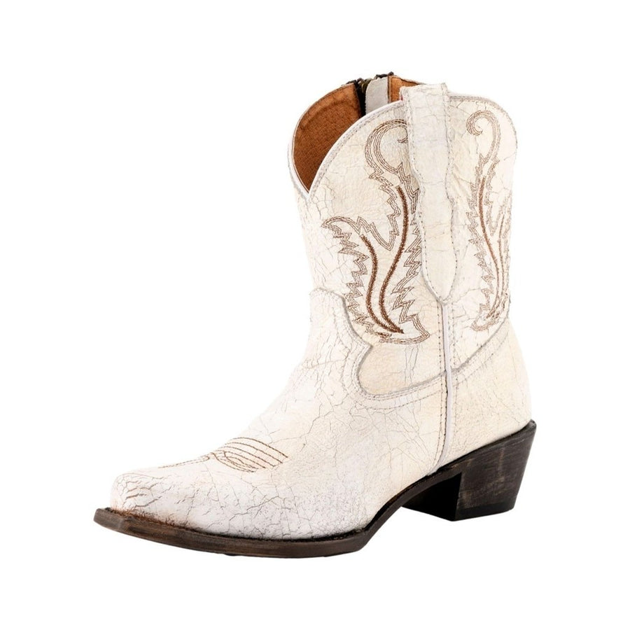 Ferrini Western Boots Womens Molly 8" Ankle Zip White 62311-19 Image 1