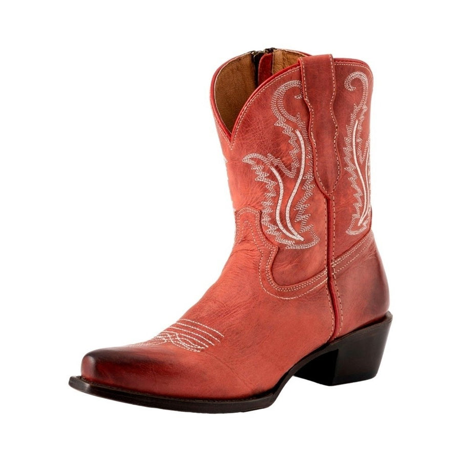 Ferrini Western Boots Womens Molly 8" Ankle Zip Red 62311-22 Image 1