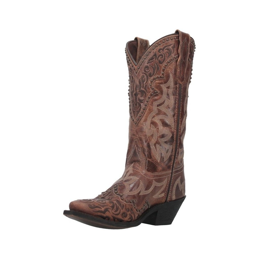 Laredo Western Boots Womens 12" Embroidery Studs Brown 52410 Image 1