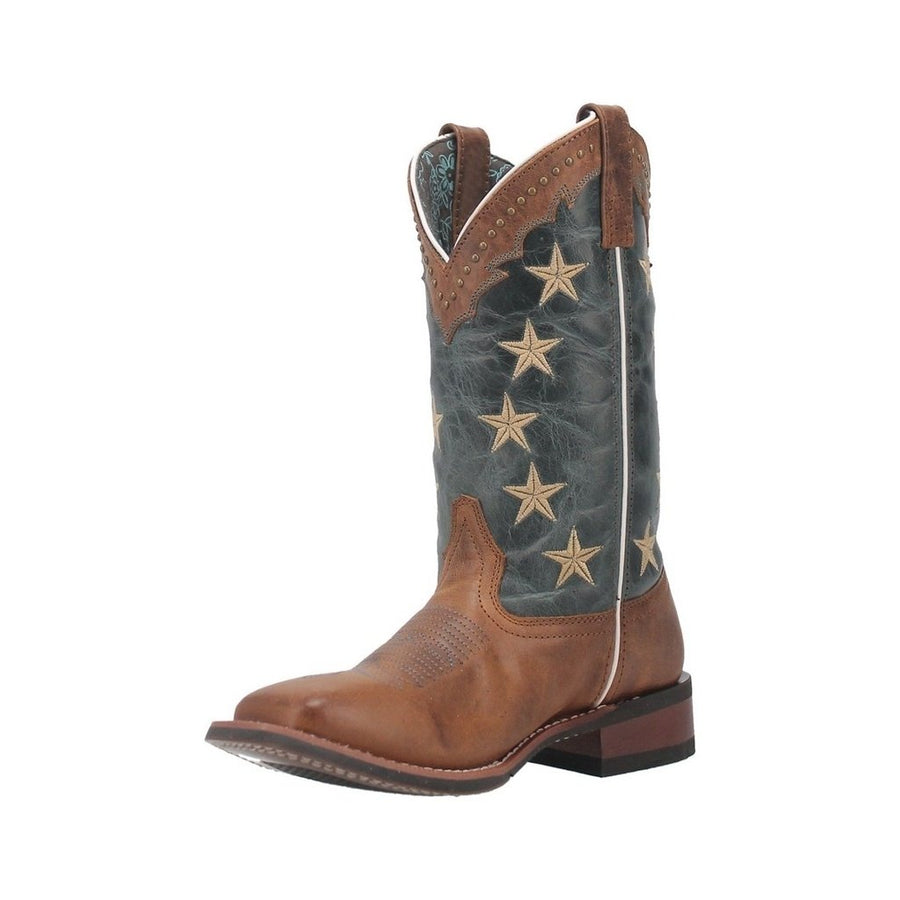 Laredo Western Boots Womens Early Star Studs Tan Blue Denim 5897 Image 1