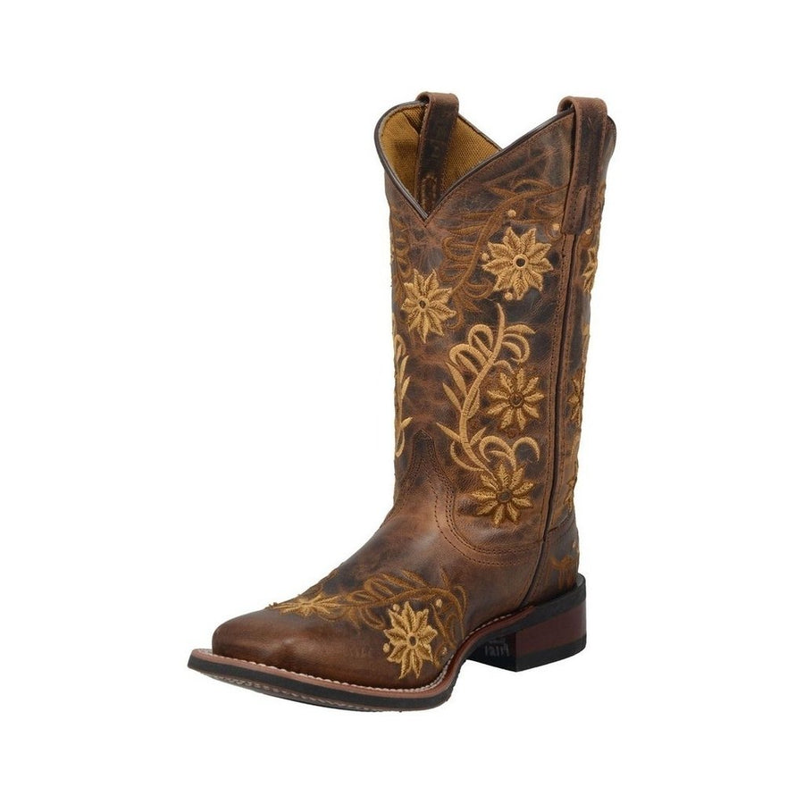 Laredo Western Boots Womens 11" Secret Garden Flower Brown 5822 Image 1