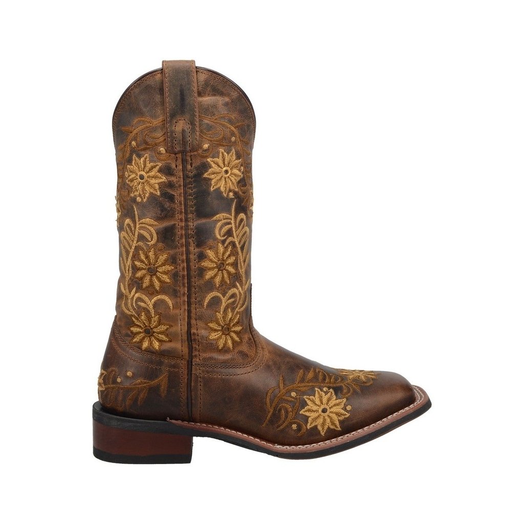 Laredo Western Boots Womens 11" Secret Garden Flower Brown 5822 Image 2