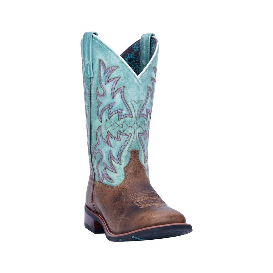 Laredo Western Boots Womens Anita Stockman heel Brown Turquoise 5607 Image 1