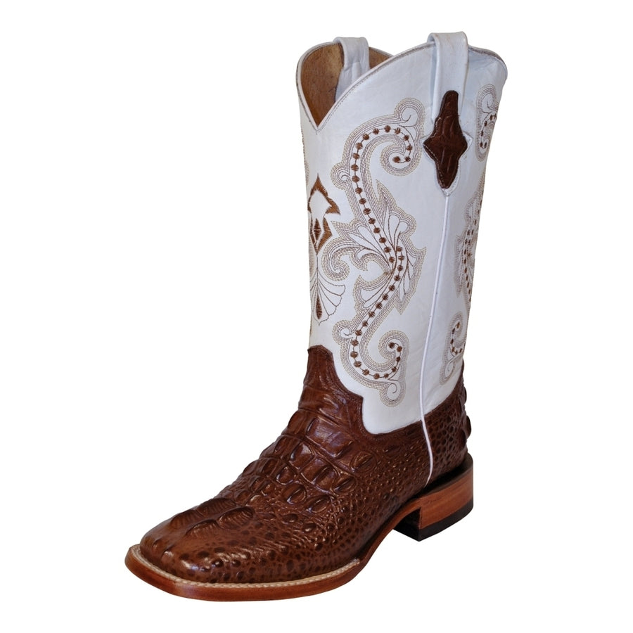 Ferrini Western Boots Womens Hornback Caiman Print Chocolate 90493-09 Image 1