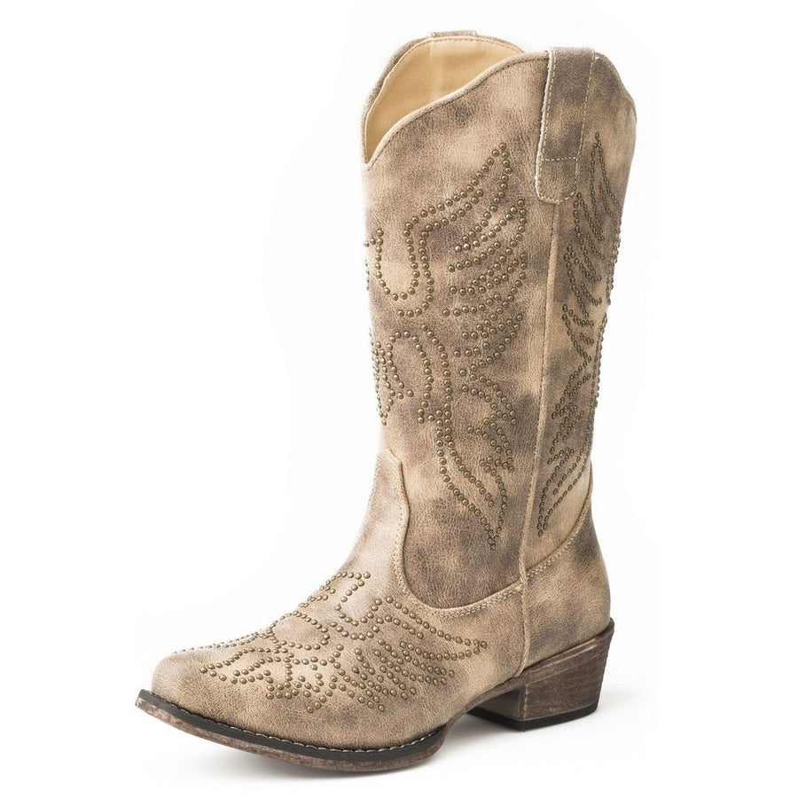 Roper Western Boots Womens Eaglets 12" Tan 09-021-1566-2497 TA Image 1