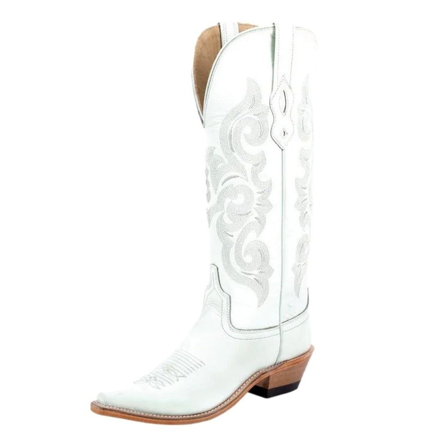 Old West Western Boots Womens Pull On Snip Leather White TS1552 Image 1