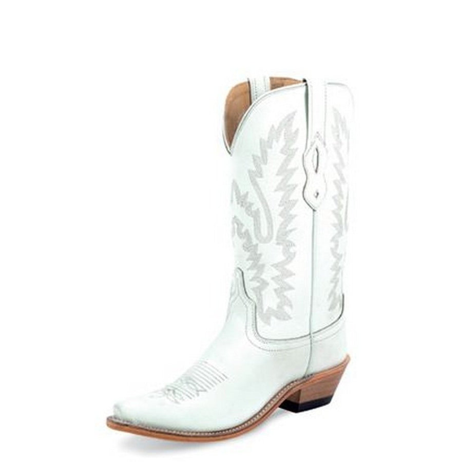 Old West Western Womens Boots Stitched Leather Snip toe White LF1631 Image 1