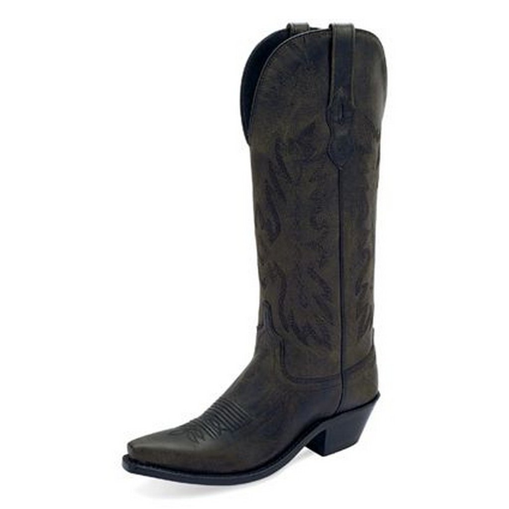 Old West Western Boots Womens Stitch Snip Leather Black TS1550 Image 1