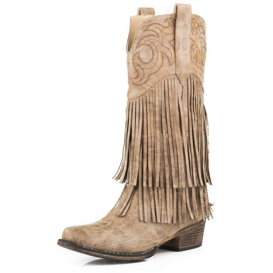 Roper Western Boots Womens Rickrack Snip Toe Tan 09-021-1566-2703 TA Image 1