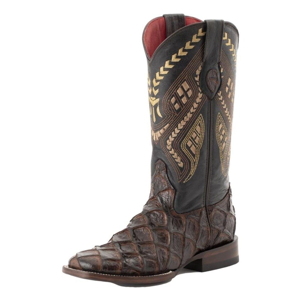 Ferrini Western Boots Womens Bronco Pirarucu Print Chocolate 93393-09 Image 1