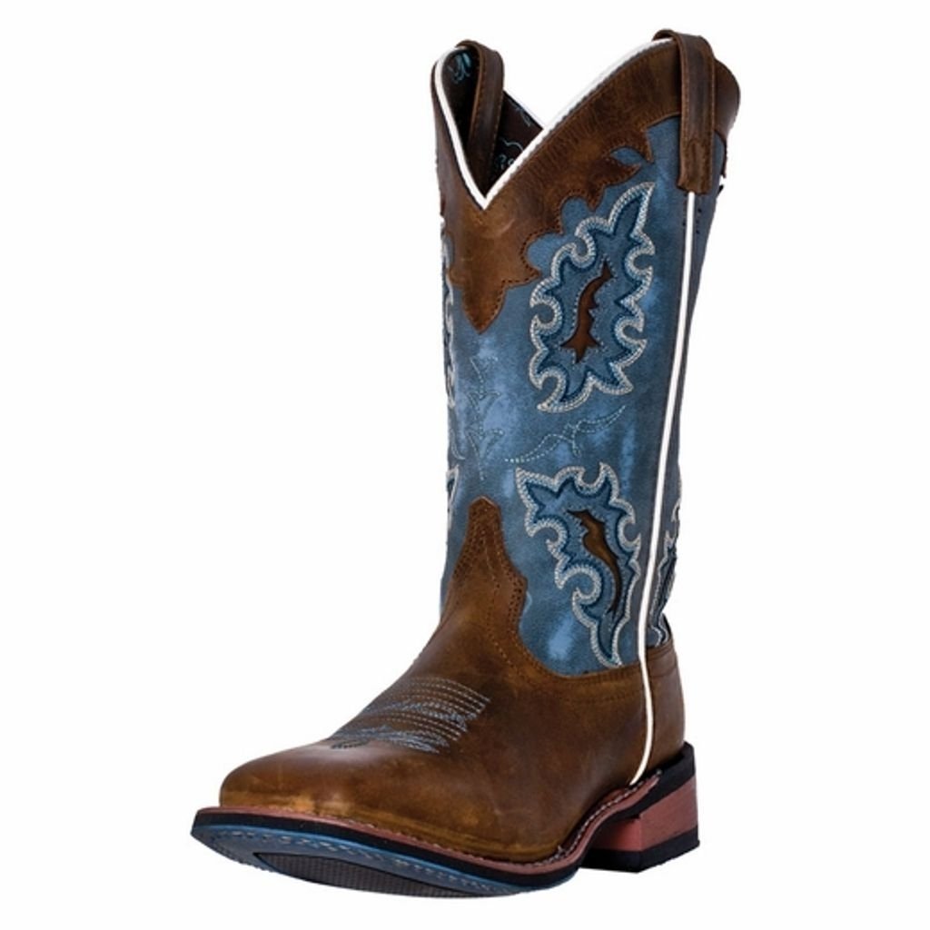 Laredo Western Boots Womens Isla Broad Square Toe Tan Blue Denim 5666 Image 1